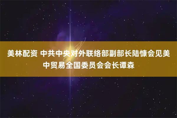 美林配资 中共中央对外联络部副部长陆慷会见美中贸易全国委员会会长谭森